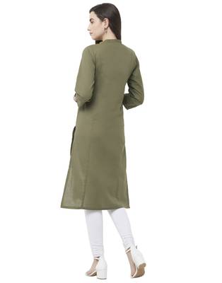 Green plain viscose ethnic-kurtis 2