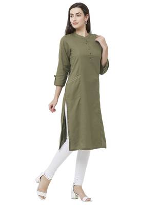 Green plain viscose ethnic-kurtis 4