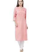 Pink plain viscose ethnic-kurtis