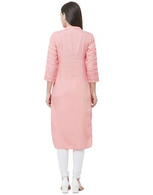 Pink plain viscose ethnic-kurtis 2