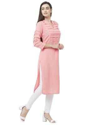 Pink plain viscose ethnic-kurtis 4