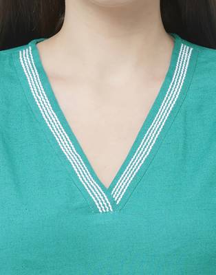 Sea-green plain viscose ethnic-kurtis 3