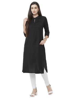Black plain viscose ethnic-kurtis 1