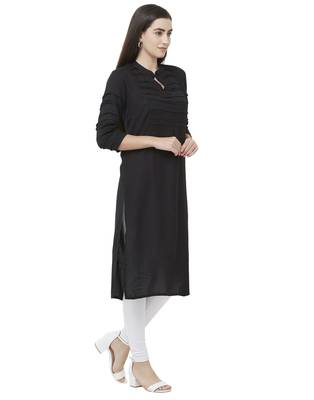 Black plain viscose ethnic-kurtis 4