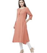 Peach plain viscose ethnic-kurtis