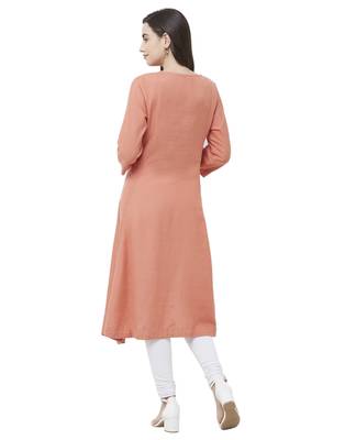 Peach plain viscose ethnic-kurtis 2