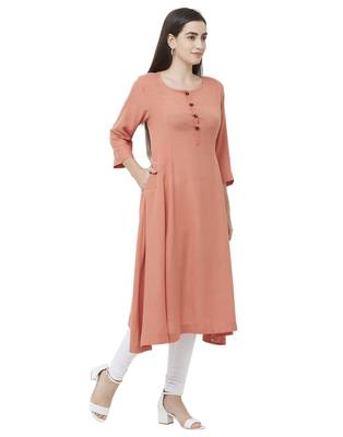 Peach plain viscose ethnic-kurtis 4