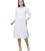 White plain cotton poly ethnic-kurtis