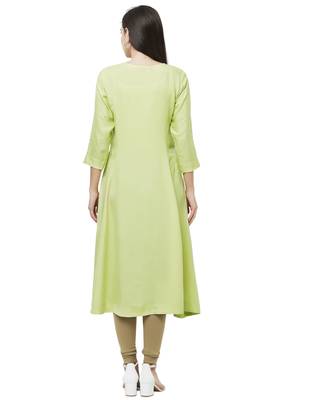 Green plain viscose ethnic-kurtis 2
