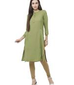 Green plain viscose ethnic-kurtis