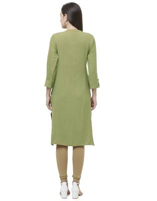 Green plain viscose ethnic-kurtis 2