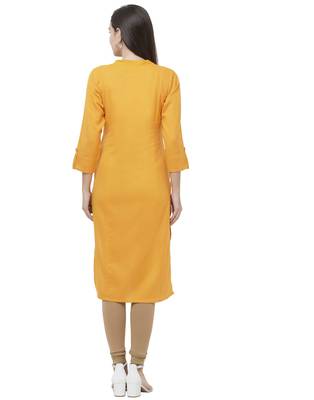 Mustard plain cotton ethnic-kurtis 2