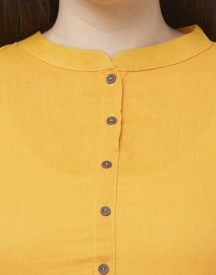 Mustard plain cotton ethnic-kurtis 3