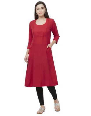 Maroon plain viscose ethnic-kurtis 1