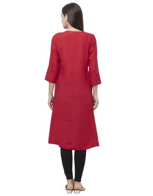 Maroon plain viscose ethnic-kurtis 2
