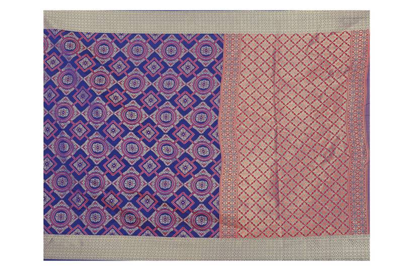 Blue Woven Banrasi Saree With Blouse