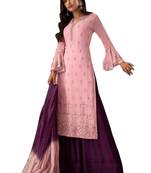 Pink Embroidered Faux Georgette Salwar