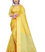 Yellow Woven Banarasi Saree With Blouse