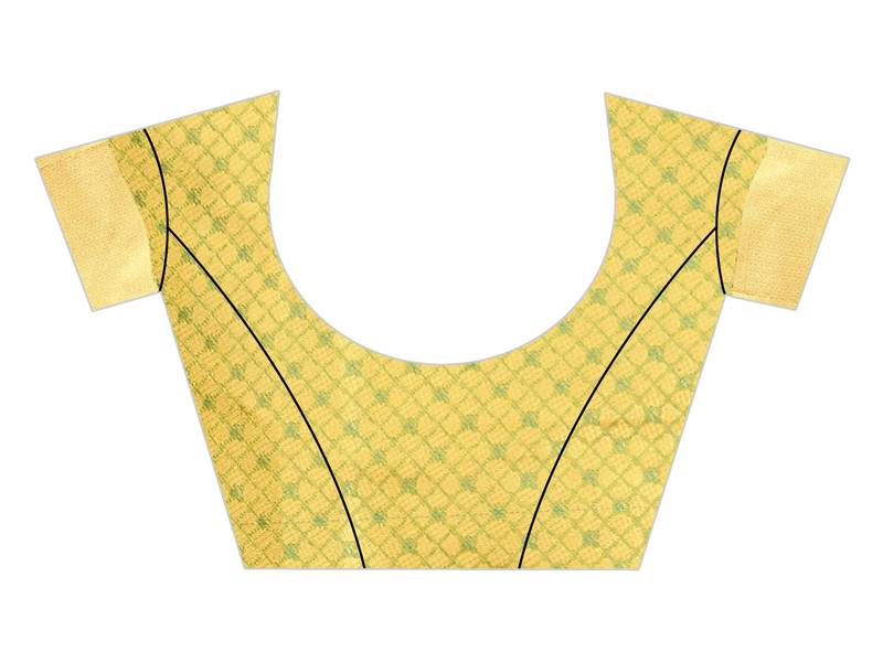 Yellow Woven Banarasi Saree With Blouse