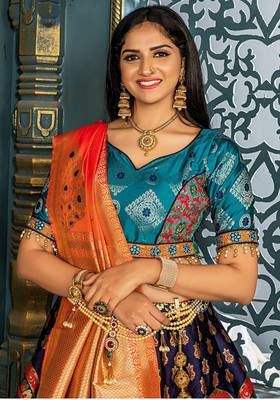 Navy Blue Banarasi Lehengha Choli 2