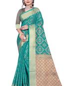 Sea Green Woven Banarasi Saree With Blouse