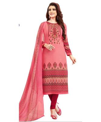 pink printed synthetic unstitched salwar with dupatta 1