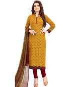 yellow printed synthetic unstitched salwar with dupatta
