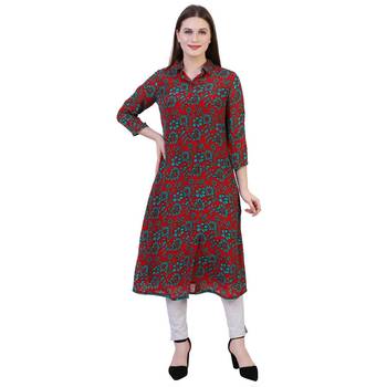 Multicolor Printed Crepe Ethnic Kurti 1