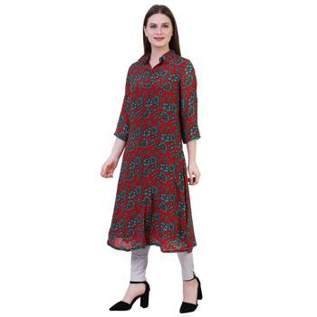 Multicolor Printed Crepe Ethnic Kurti 2