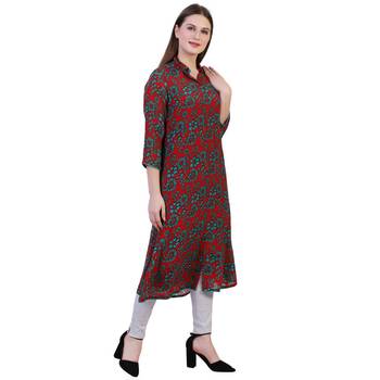 Multicolor Printed Crepe Ethnic Kurti 3