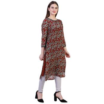 Brown Printed Crepe Ethnic Kurti 3