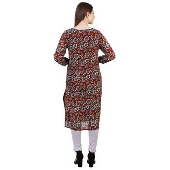 Brown Printed Crepe Ethnic Kurti 4