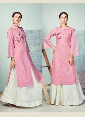 Pink Printed Cotton Kurti 1