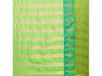 Green Woven Cotton Silk Saree With Blouse 4
