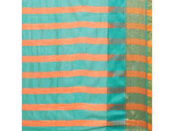 Orange Woven Cotton Silk Saree With Blouse 5