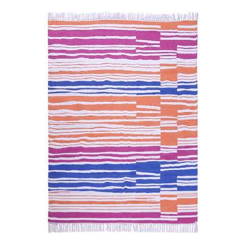 Multicoloured Cotton Stripe Patterned Hand Woven Rectangle Carpet 3