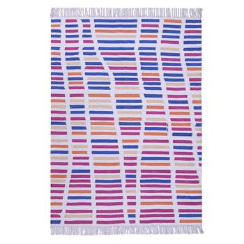 Multicoloured Cotton Stripe Patterned Hand Woven Rectangle Carpet 3