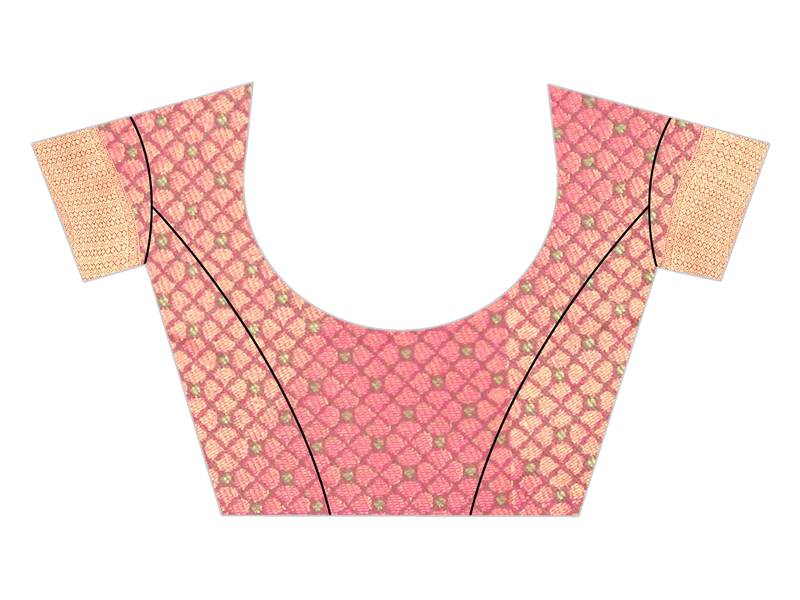 Pink Woven Banarasi Saree With Blouse