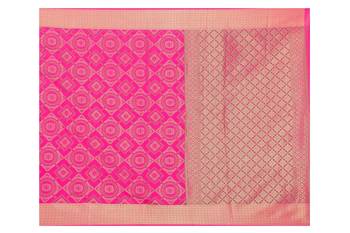 Pink Woven Banarasi Saree With Blouse 5