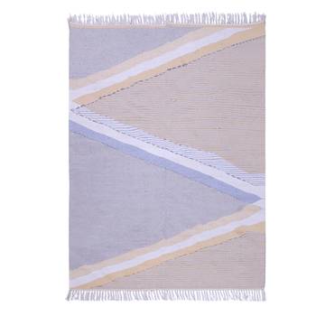 Multicoloured Cotton Geometric Patterned Hand Woven Rectangle Carpet 3