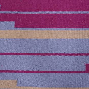 Multicoloured Cotton Stripe Patterned Hand Woven Rectangle Carpet 4