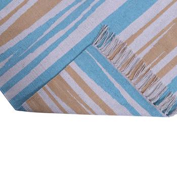 Multicoloured Cotton Stripe Patterned Hand Woven Rectangle Carpet 2