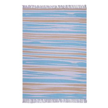 Multicoloured Cotton Stripe Patterned Hand Woven Rectangle Carpet 3