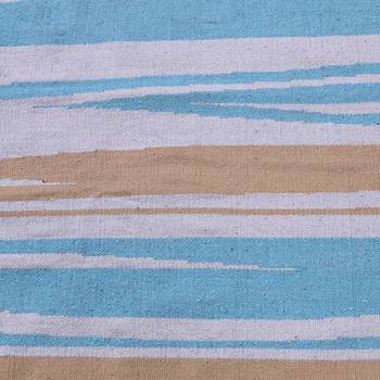 Multicoloured Cotton Stripe Patterned Hand Woven Rectangle Carpet 4