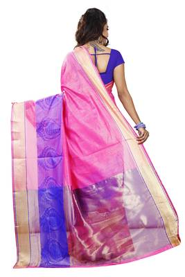 Multicolor Woven Cotton Silk Saree With Blouse 3