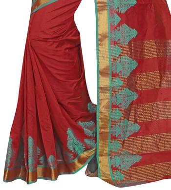 Maroon Woven Cotton Silk Saree With Blouse 3