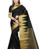 Black Woven Cotton Silk Saree With Blouse