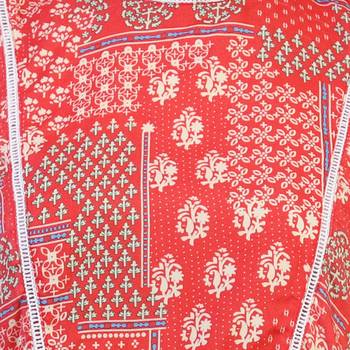 Red Printed Viscose Rayon Party Top  5