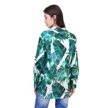 Green Printed Cotton Party Top  4