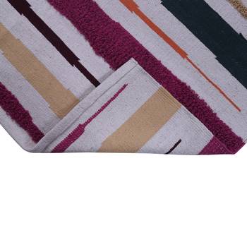 Multicoloured Cotton Stripe Patterned Hand Woven Rectangle Carpet 2